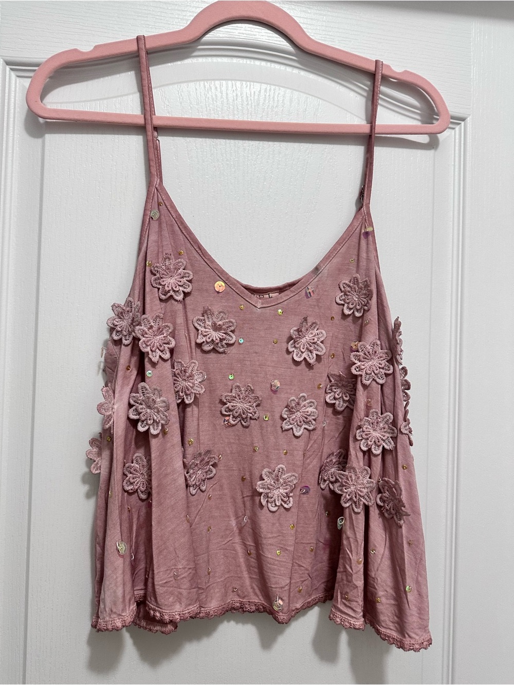 POL Pink Floral Appliqué Camisole Tank - Picture 1 of 6